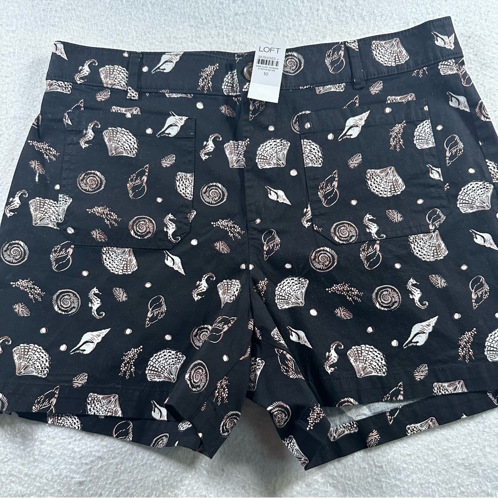 LOFT The Palmer Short Womens 10 Seashell Print Coastal Summer Shorts NWT Beach - Picture 2 of 11